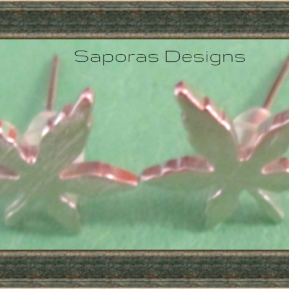 Silver Plated Marijuana Leaf Design Stud Earrings Unisex